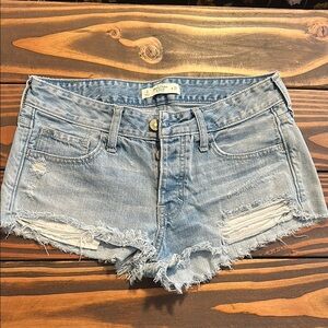 Abercrombie & Fitch Denim Blue Distressed Women Shorts